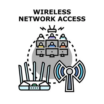 Wireless network access connecting diverse users and devices Ilustración de archivo