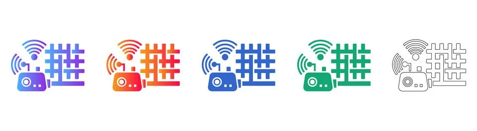 Wireless Network and Server Infrastructure Icons Stock Illustration