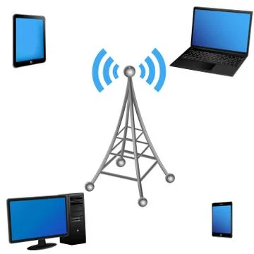 Wireless Network Communication Stock Illustration