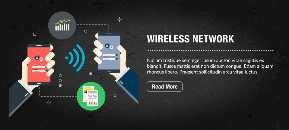 Wireless network concept banner for internet. Stock Illustration