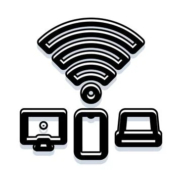 Wireless network connecting various digital devices through internet Stock Illustration