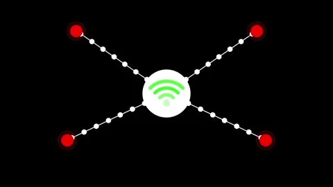 Wireless network connection dotted signal paths animation Stock Footage 346679382