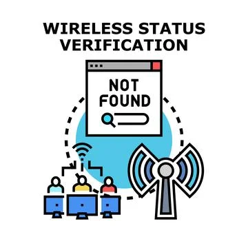 Wireless network connection error status verification concept Stockillustratie
