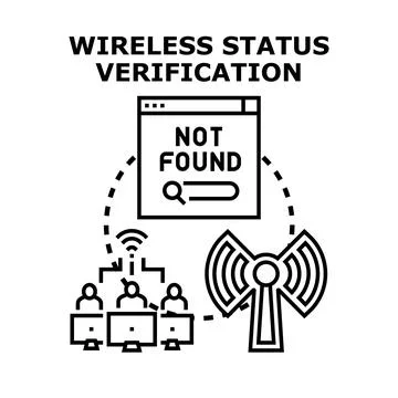 Wireless network connection error status verification concept Stock Illustration