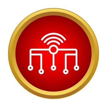 Wireless network connection icon on a red button Illustrazione stock