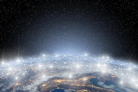 Wireless network, Connection technology, big data and social network concept. Foto stock