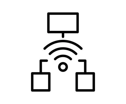 Wireless Network Connectivity Diagram with Devices and Signal Representation Stock Illustration