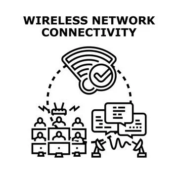 Wireless network connectivity establishing global communication success Ilustración de archivo