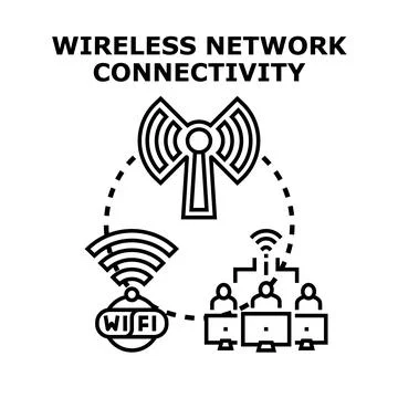 Wireless network connectivity establishing global digital communication Stock Illustration