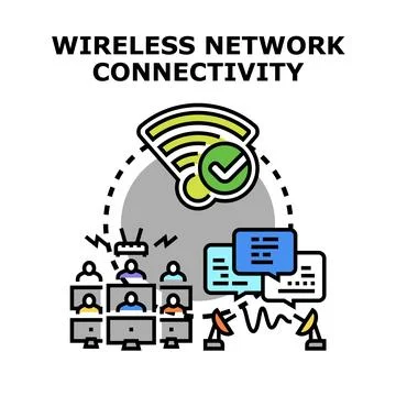 Wireless network connectivity establishing global communication success Stock Illustration