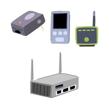 Wireless network devices providing internet connectivity for travel Illustrazione stock