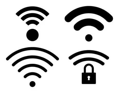 Wireless Network Element, WiFi Signal and Secure Connection Symbols Иллюстрация