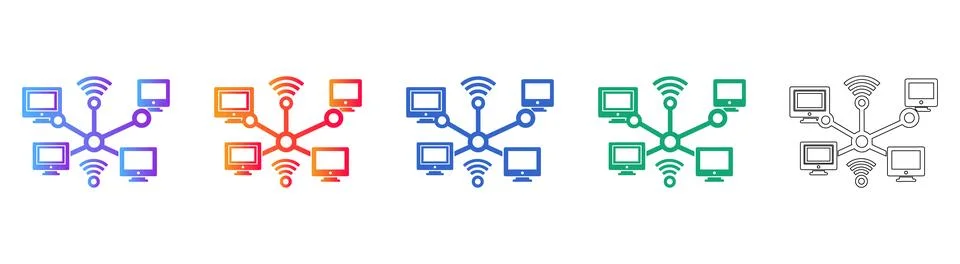 Wireless Network Hub Connectivity Icons Stock Illustration