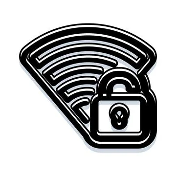 Wireless network protection with security padlock icon Stock Illustration