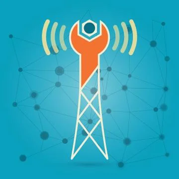 Wireless network repair creative conceptual logotype icon design Stock Illustration
