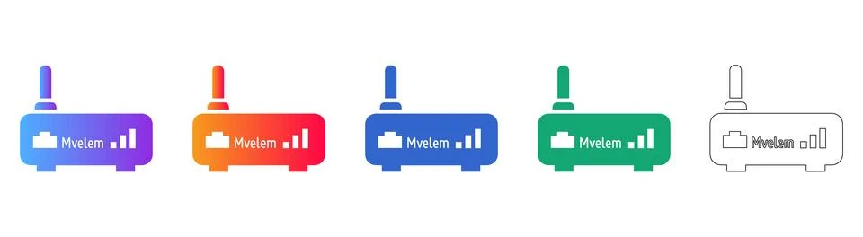 Wireless Network Router Icon Set Illustrazione stock