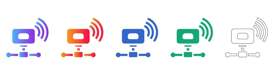 Wireless Network Server Icon Set イラスト素材