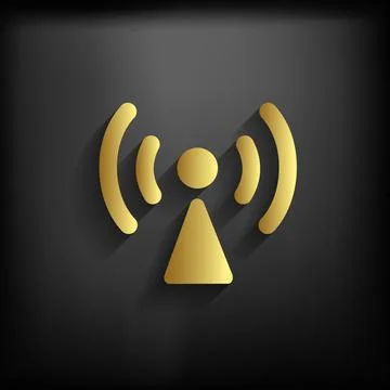 Wireless network sign icon gold color with long shadow, EPS10 illustration Stock Illustration