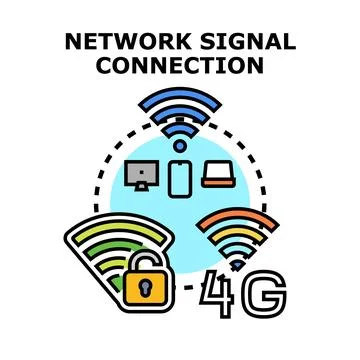 Wireless network signal connection and mobile data concept Stock Illustration
