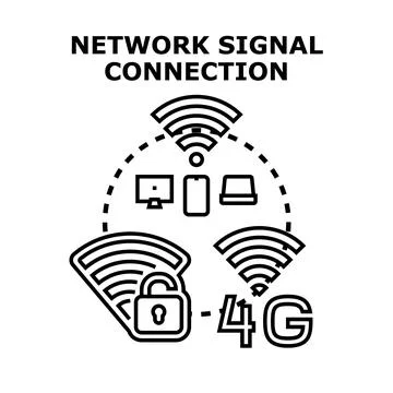 Wireless network signal connection and mobile data concept Stock Illustration