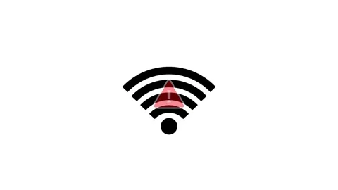Wireless Network Signal With Red Warning Triangle Icon Stock Footage 331897893