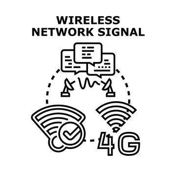 Wireless network signal technology connectivity online communication Stock Illustration