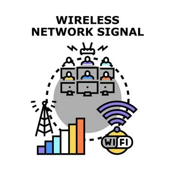 Wireless network signal transmitting global digital connection Stock Illustration