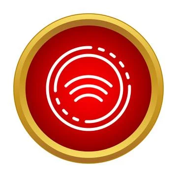 Wireless network signal transmitting waves on a red button Stock Illustration