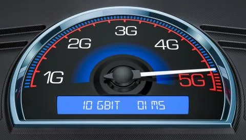 Wireless network speed evolution 5G concept, 3D rendering Illustrazione stock