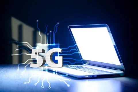 Wireless network speed evolution 5G concept 3D illustracion Stock Photos