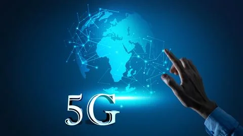 Wireless network speed evolution 5G concept Stock Photos