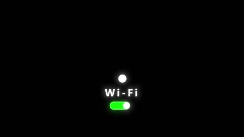 Wireless network switch visual bright Wi Fi text, green active button, soft glow Stock Footage 340528115