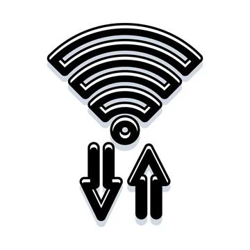 Wireless network symbol with data transfer arrows Stock Illustration