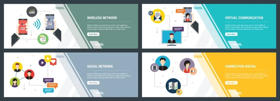 Wireless network, virtual communication, social network and connection digita Stock Illustration