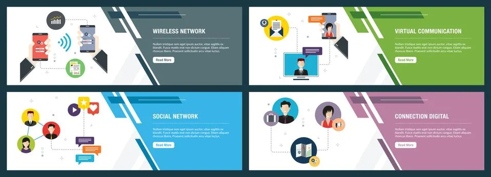Wireless network, virtual communication, social network and connection digita Stock Illustration