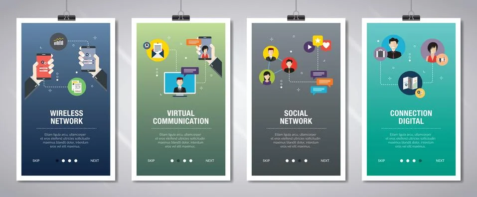 Wireless network, virtual communication, social network and connection digita Stock Illustration