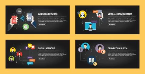 Wireless network, virtual communication, social network and connection digita Stock Illustration