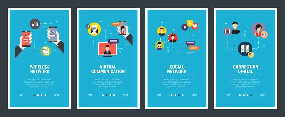 Wireless network, virtual communication, social network and connection digita Illustrazione stock