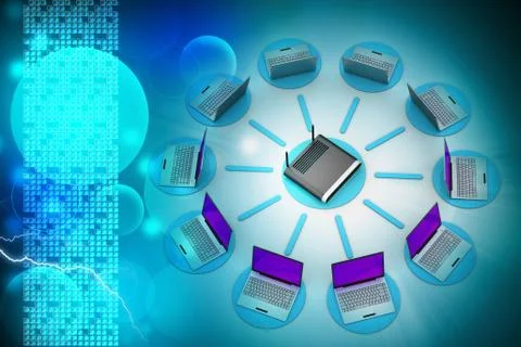 Wireless networking system Stock Illustration