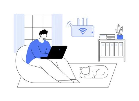 Wireless networks isolated cartoon vector illustrations. Ilustración de archivo