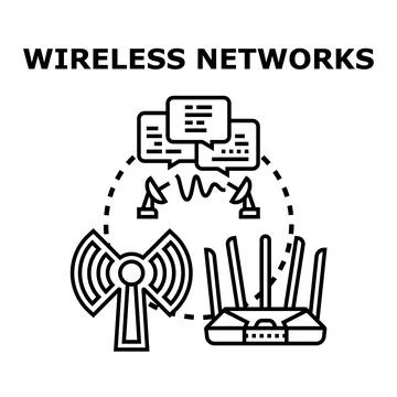 Wireless networks telecommunication technology concept illustration Ilustración de archivo