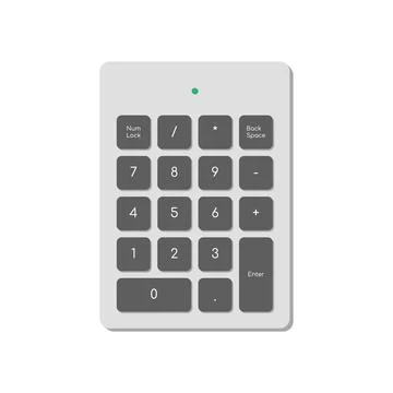 Wireless numeric keypad for computer simplified only with numbers and power Stock Illustration