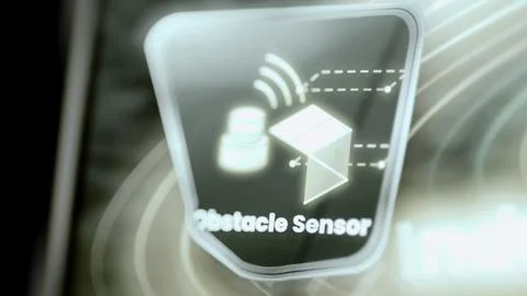 Wireless obstacle sensor diagram links detector and box Stock Photos
