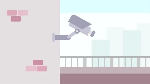 Wireless outdoor surveillance camera with sensor motion graphics Stock Footage 321615642