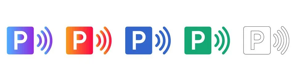 Wireless Parking Sensor Icon Set for Automotive UI Stock Illustration