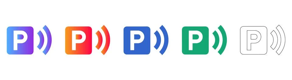 Wireless Parking Sensor Icon Set for Automotive UI 스톡 일러스트
