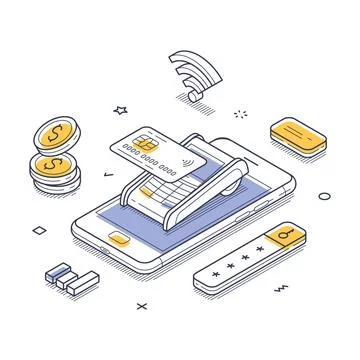 Wireless payment concept. Smartphone displays contactless payment technology  Stock Illustration
