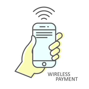 Wireless Payment icon - smartphone In hand, NFC transaction Stock-Illustration