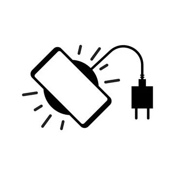 Wireless Phone Charging icon with a plug. wire less Connection and Disconne.. Stock Illustration