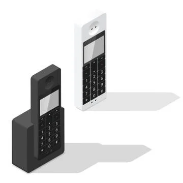 Wireless phone isometric icon set Stock Illustration